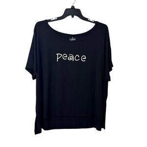 Sleep by Pudus Peace Bamboo Rayon Ballerina Neck Tee Black XXL Plus Size NEW